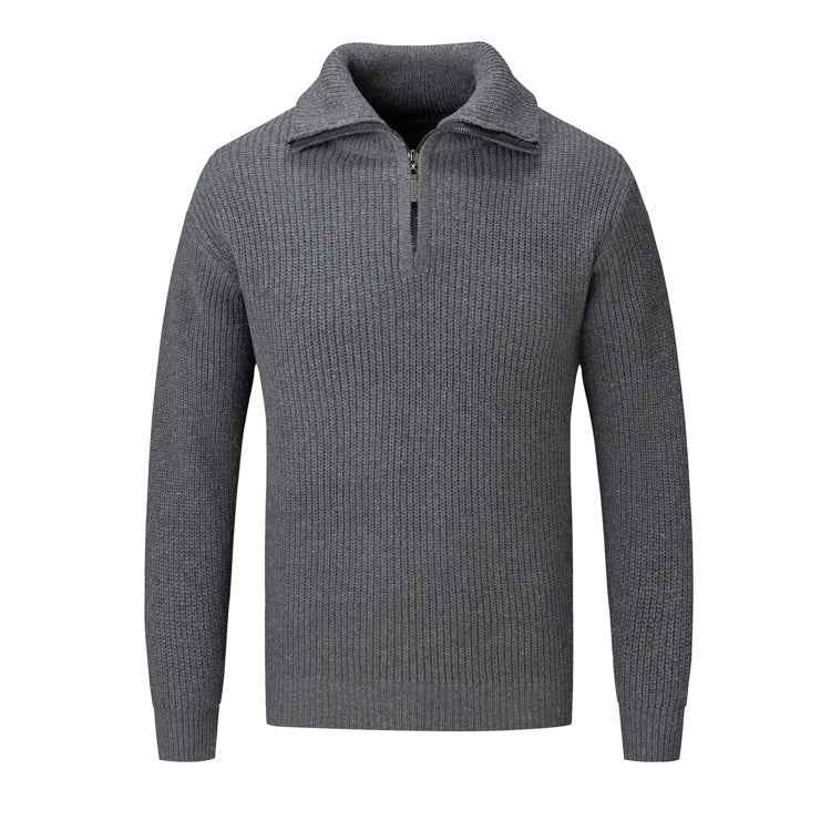 Polo Collar Men's Half Turtleneck Sweater