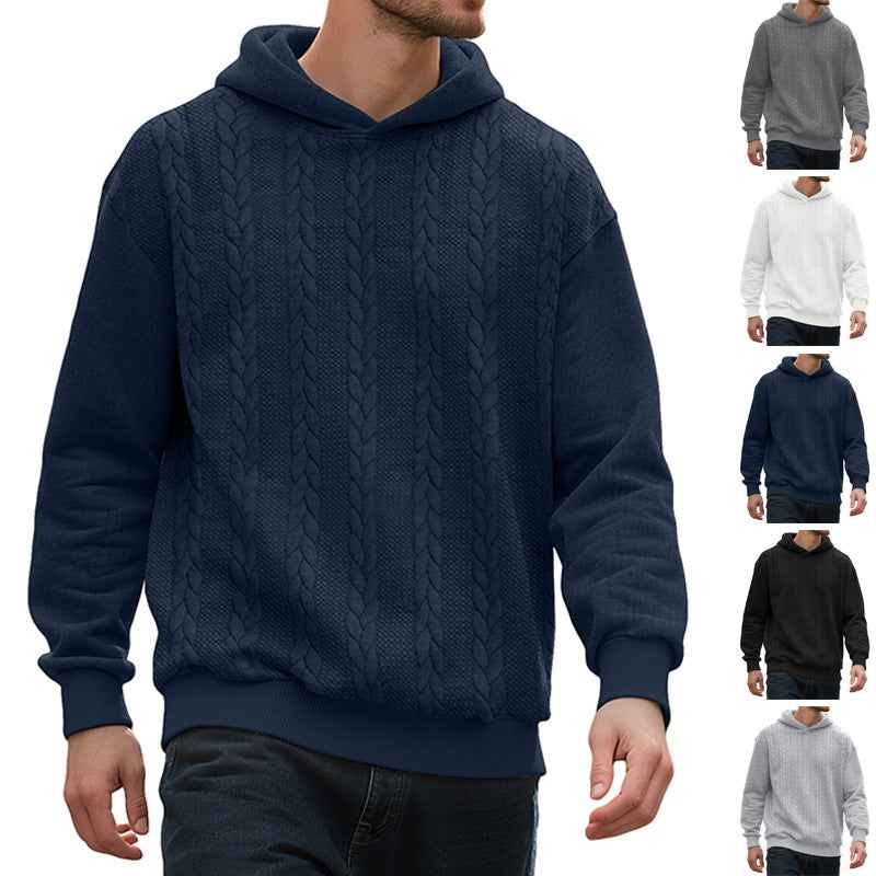 Men's Casual Thick Jacquard Hooded Sweatshirt