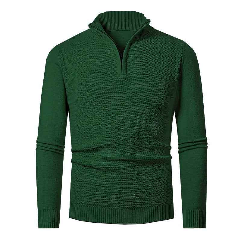 Men's Solid Color Half Zipper Sweater