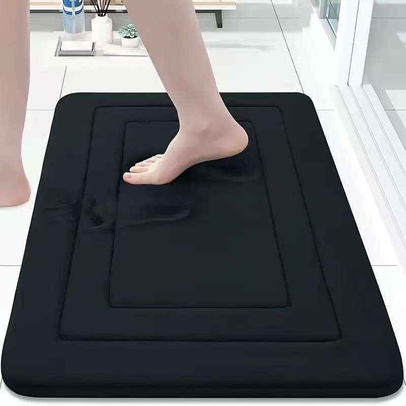 Bathroom Mat With Thickened Memory Foam Anti-Slip Mat For Bathroom Entrance Coral Velvet Foot Mat