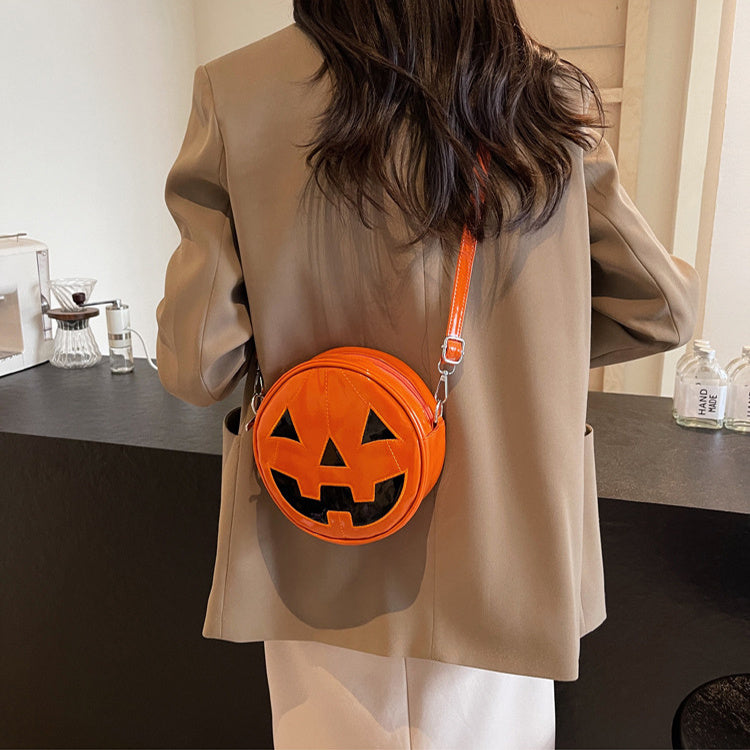 Halloween Pumpkin Round Bag - Cute Creative Crossbody Messenger Bag