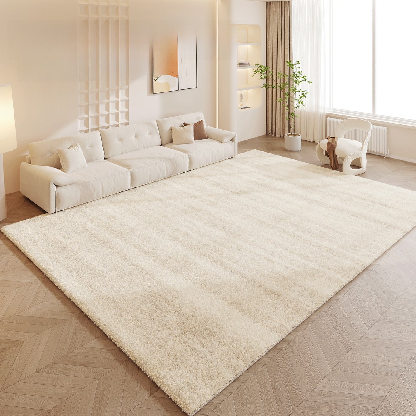 Luxury Cream Style Polyester Carpet - Cashmere-Soft Living Room Rug