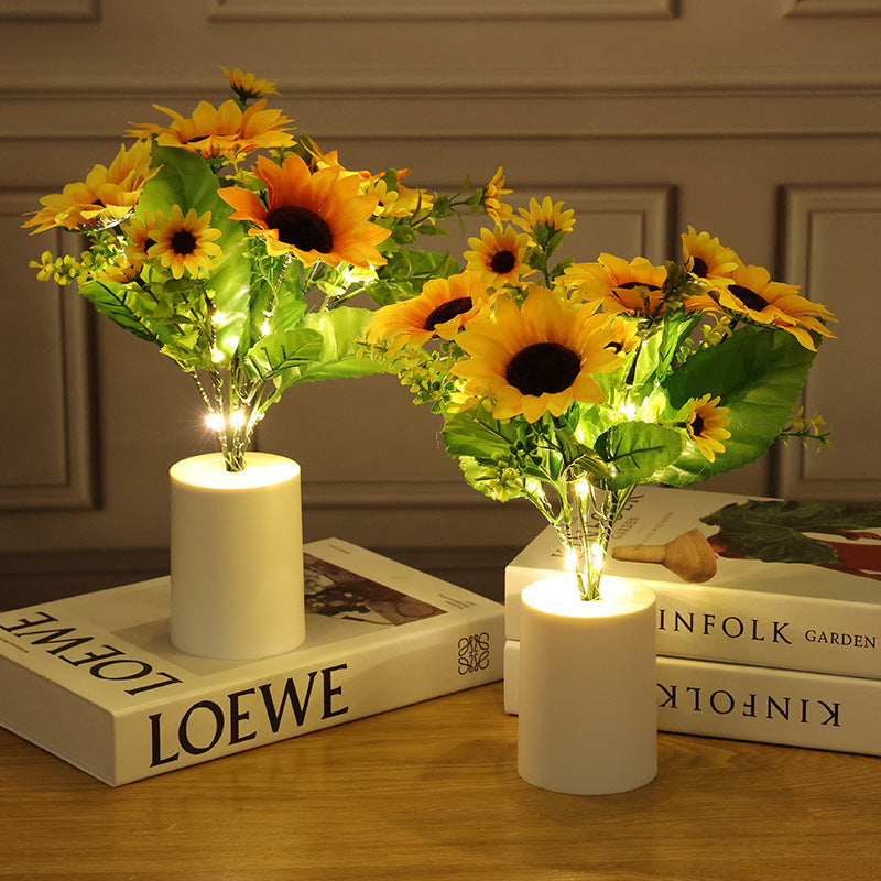 Premium Sunflower Bouquet Night Light - Creative Home Desktop Decoration