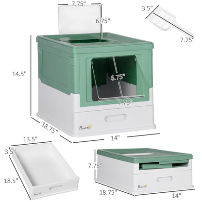 Fully Enclosed Cat Litter Box Portable Pet Toilet With Spoon Large Space - DropOnline.co