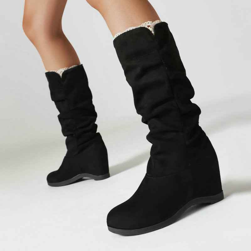 Women's Suede Fabric Platform High-top Boots