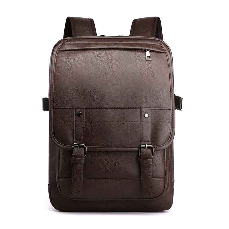 High School Men's Leather Bag Retro Backpack