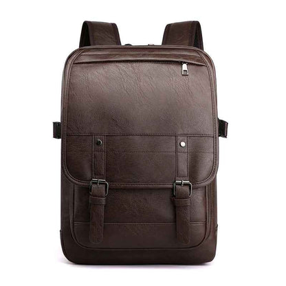 High School Men's Leather Bag Retro Backpack