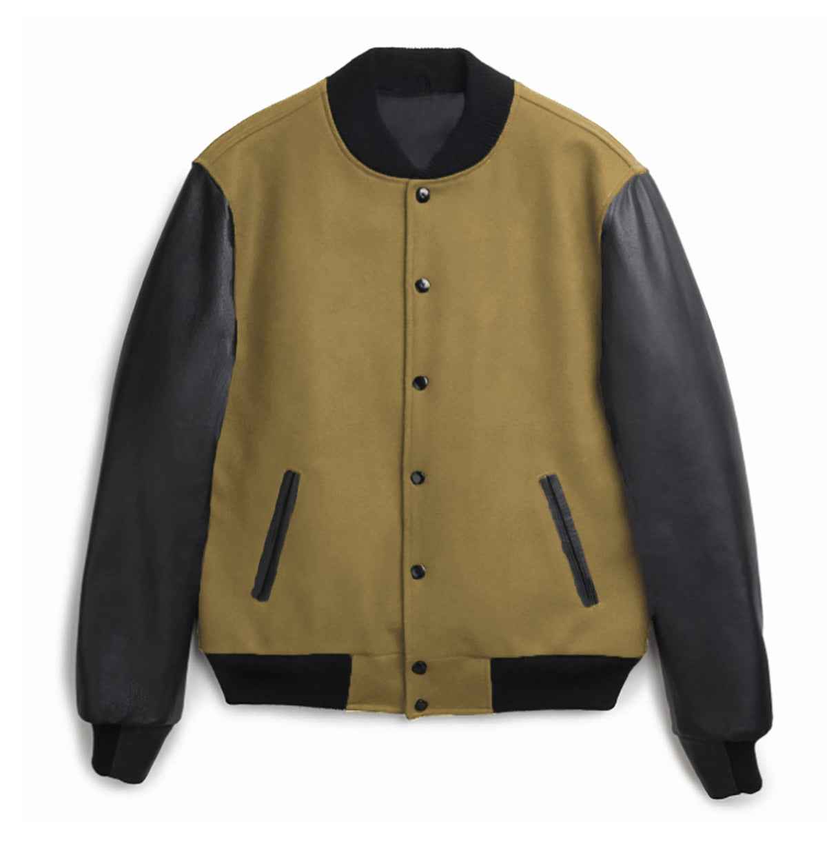 Men's PU Leather Sleeve Spliced Flight Jacket