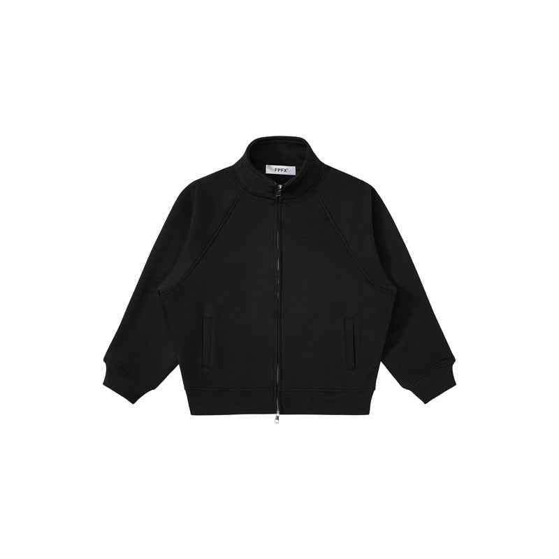 Men's American-style Stand Collar Gray With Zipper Sweatshirt Jacket