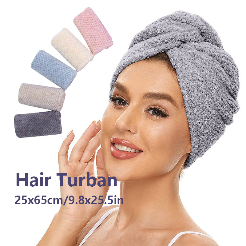 Womens Coral Fleece Hair Drying Cap Highly Absorbent Quick Drying Pineapple Weave Towel For Hair Drying