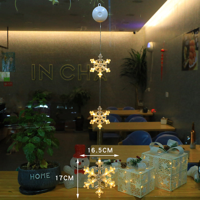 Christmas LED Suction Cup Window Lights 3-Pack - Star Tree Snowflake Hanging Ornaments