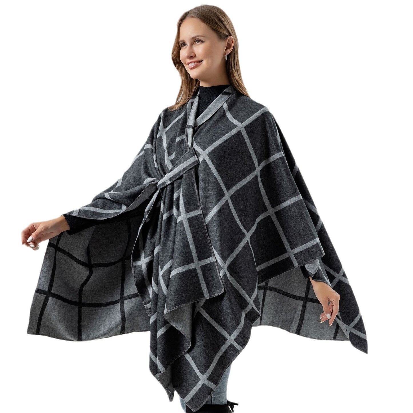 Women's Fashion Gingham Check Warm Scarf - Classic Plaid Winter Wrap