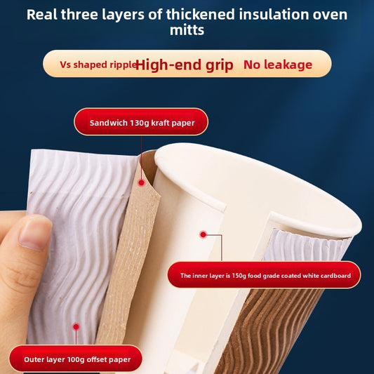Three-Layer Corrugated Paper Cups - Premium Insulated Hot Beverage Cups
