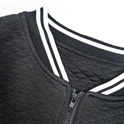 Women's Long Sleeve Contrast Trim Baseball Jacket - Casual Zip Up Sporty Top For Spring&Fall - DropOnline.co