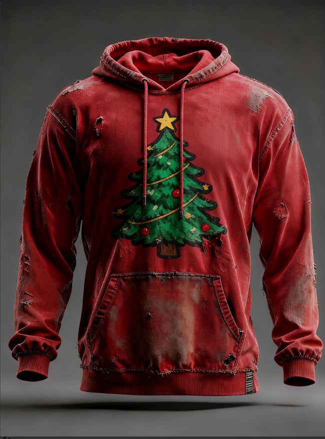 Christmas Pocket Hoodie Loose Pullover Digital Print Sweatshirt