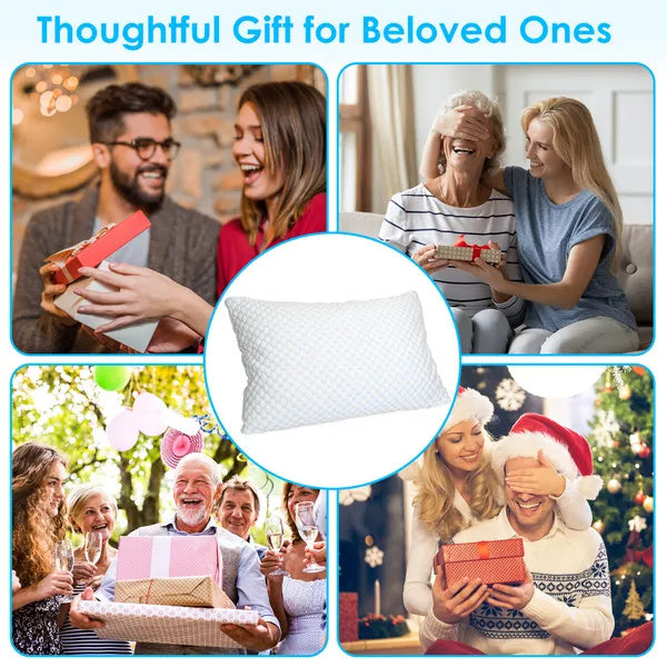 1Pc Shredded Memory Foam Pillow Adjustable Cool Pillow With Extra Filling Machine Washable Cover For Side Back Stomach Sleepers