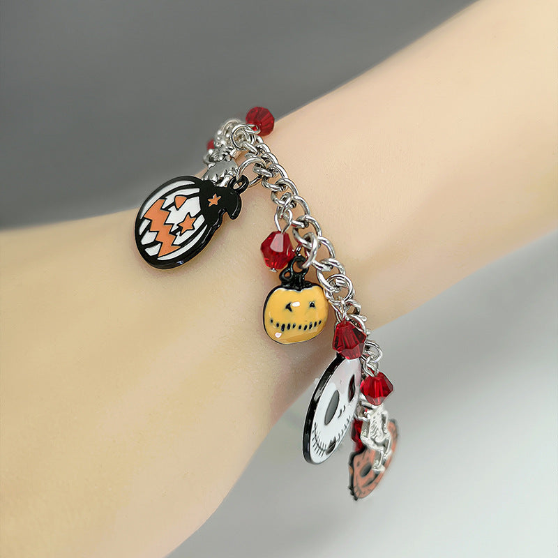 Halloween Bracelet - Pumpkin Skull Ghost Charm Jewelry