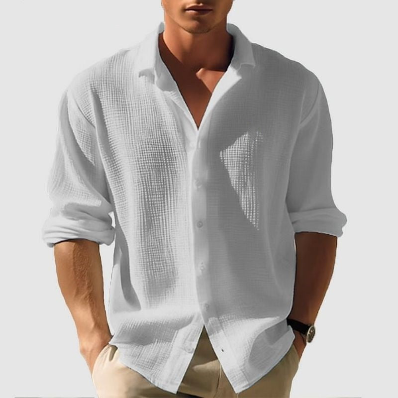 Men's Professional Business Shirt - Long Sleeve Single Breasted
