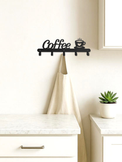 Metal Coffee Mug Holder Rack Wall-Mounted With Hooks For Cups & Coats - DropOnline.co