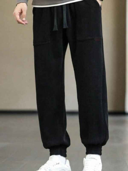 Men's Corduroy Casual Pants - Straight Leg Anti-Wrinkle Trousers