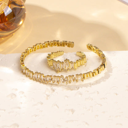 2pcs Fashionable Women's Cubic Zirconia Decorative Wristband, Irregularly Inlaid With Open Wristband Rings, Suitable For Matching With Daily Clothing - DropOnline.co