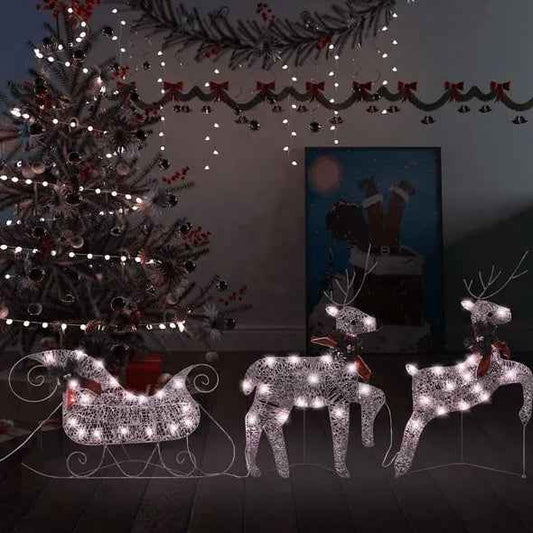 Reindeer & Sleigh Christmas Decoration - 60 LEDs Outdoor Gold - DropOnline.co