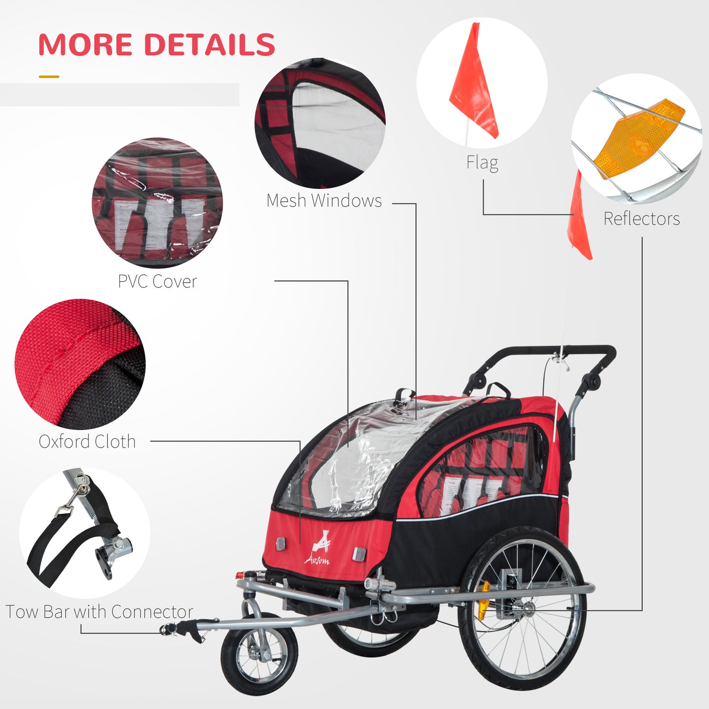 Elite 360 Swivel Bike Trailer for Kids Double Child Two-Wheel Bicycle Cargo Trailer With 2 Security Harnesses