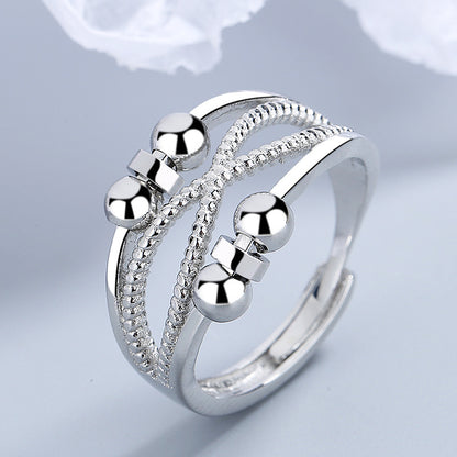 Rotatable Ring With Open Design Fashion Double-layered Hollow Line Anxiety Relief Rings For Women - DropOnline.co