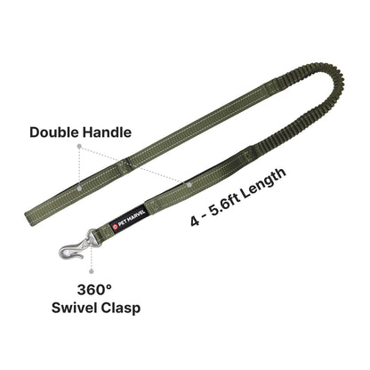 PETMARVEL 4-6 FT Shock Absorbing Tactical Dog Leash Dual Handle For Training - DropOnline.co