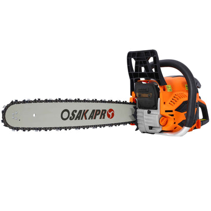 62CC Gas Powered Chainsaw, 2-Cycle Petrol Handheld Cordless Chain Saw, Gasoline Gas Chainsaws For Tree Wood Cutting,with 18 And 20 Guide Bar And Chain,Safety Kit, Storage Bag, EPA Compliant