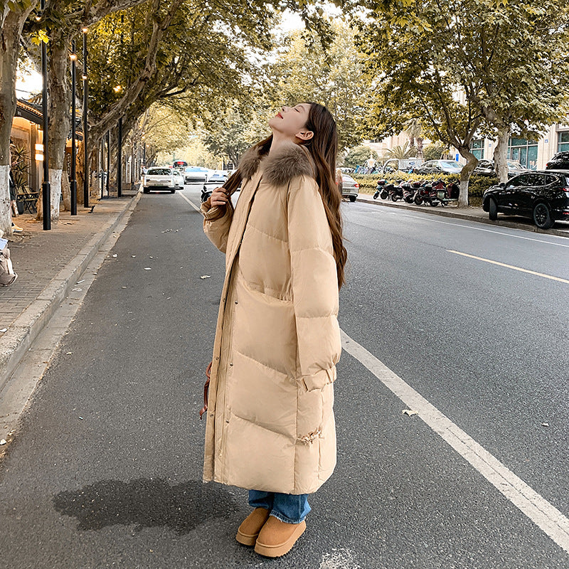 Women's Long Cotton-Padded Jacket - Knee-Length Winter Coat