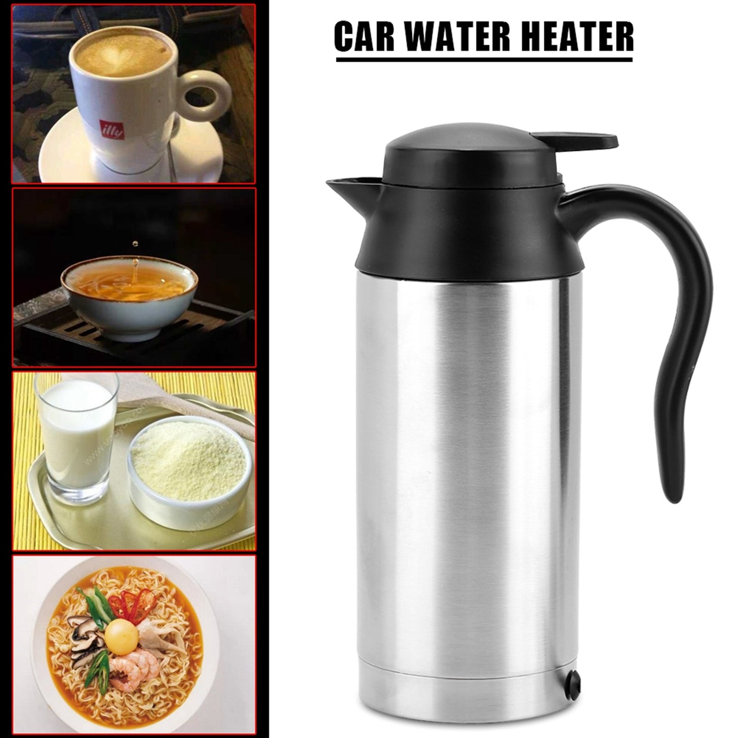 Portable Car Travel Kettle - 750ml 24V Water Heater for Coffee, Tea & Road Trips
