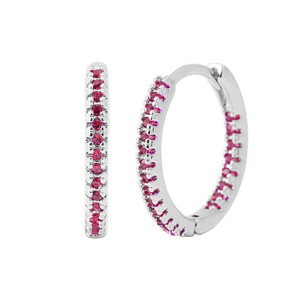 Circle Female Earrings Ear Clip Multicolor Zircon Elegant - DropOnline.co