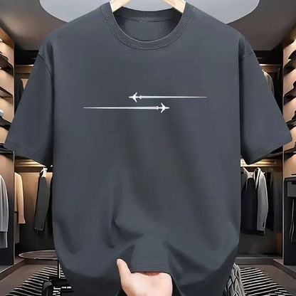 Men's Pattern Printed Sports T-Shirt - Comfortable Round Neck Athletic Tee