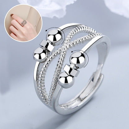 Rotatable Ring With Open Design Fashion Double-layered Hollow Line Anxiety Relief Rings For Women - DropOnline.co