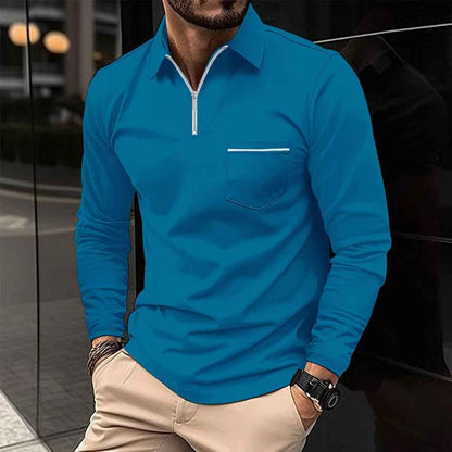 Men's Long Sleeve Sports Polo Shirt - Athletic Performance Top