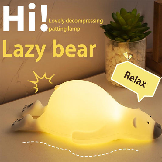 Cute Bear Silicone Night Light - 3 Levels Atmosphere Table Lamp for Children Kid Bedroom Bedside