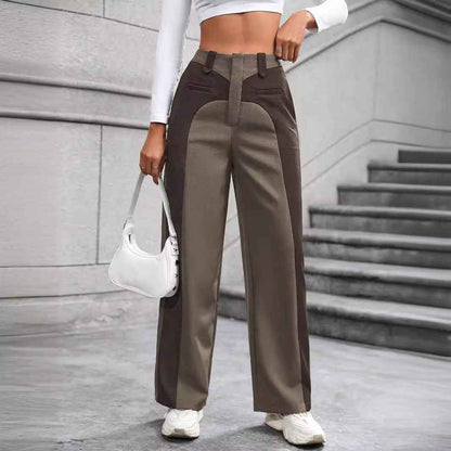 Patchwork Temperament Commuting High-waisted Casual Versatile Slimming Wide-leg Pants