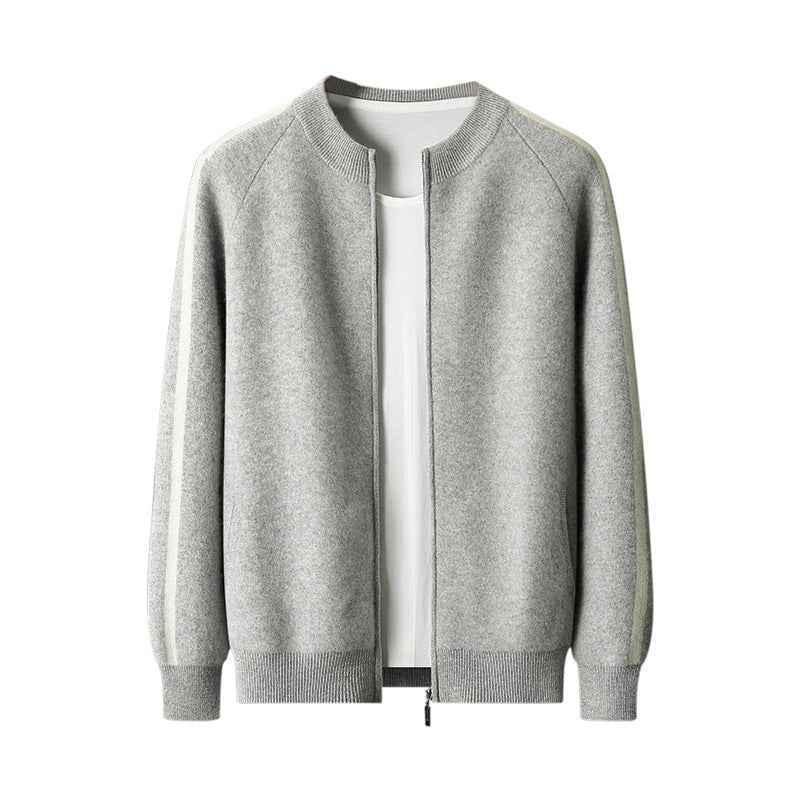 Fashionable All-match Casual Woolen Sweater Four Flat Air Layer Thickened Half Turtleneck Pure Wool Cardigan