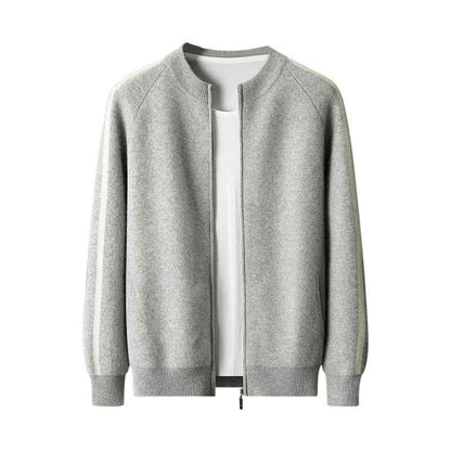 Fashionable All-match Casual Woolen Sweater Four Flat Air Layer Thickened Half Turtleneck Pure Wool Cardigan