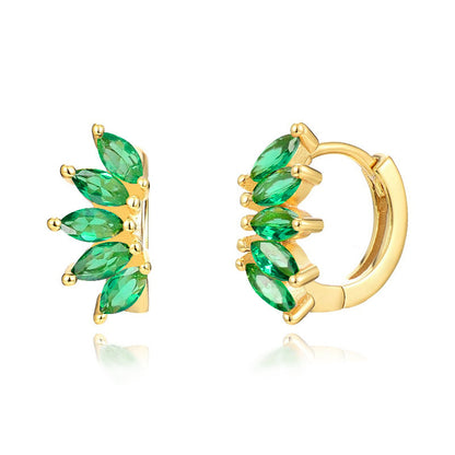 Ins Style Color Zircon All-match Earrings Symmetrical Horse Eye Stone - DropOnline.co