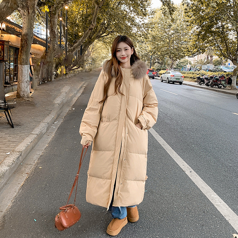 Women's Long Cotton-Padded Jacket - Knee-Length Winter Coat