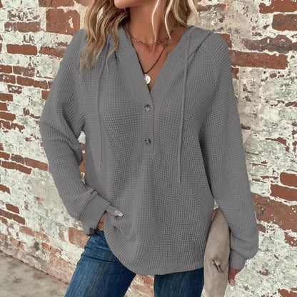 Women's V-Neck Long Sleeve Pullover Sweater - Casual Sports Style - DropOnline.co