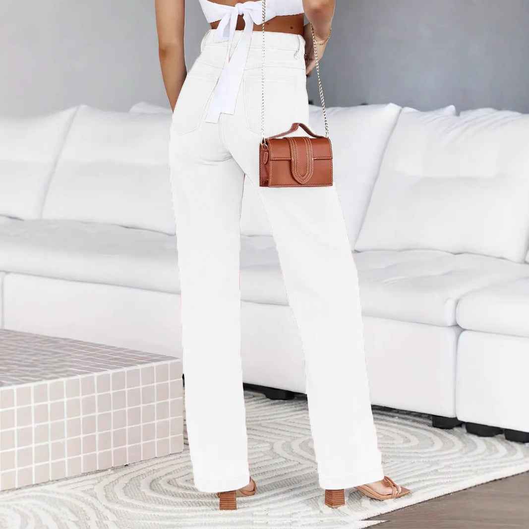 Temperament Commute Wide Leg Pants Washed