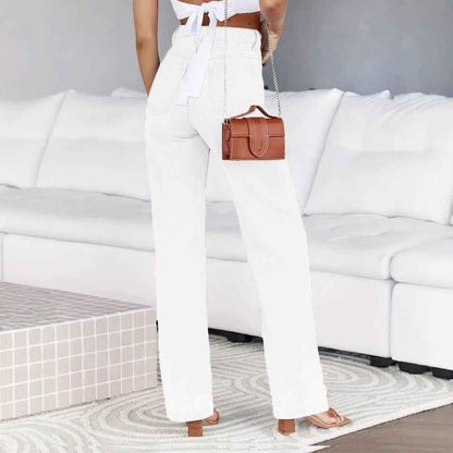 Temperament Commute Wide Leg Pants Washed