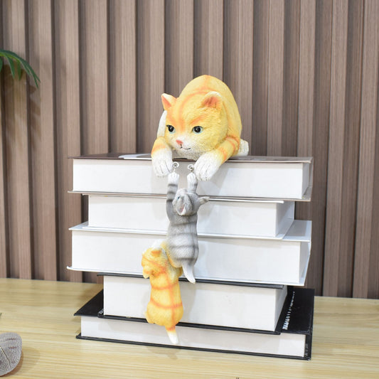 Premium Cat & Bear Resin Ornaments - Creative Cartoon Home Decoration Set