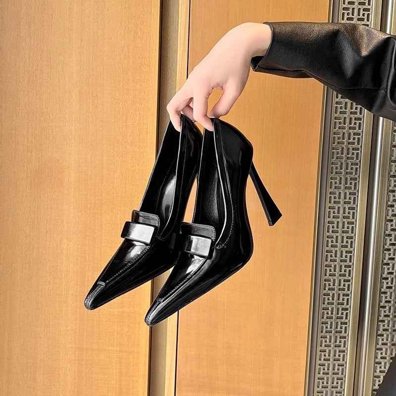 Retro Pointed Elegant Women's Commuting Stiletto Patent Leather High Heels