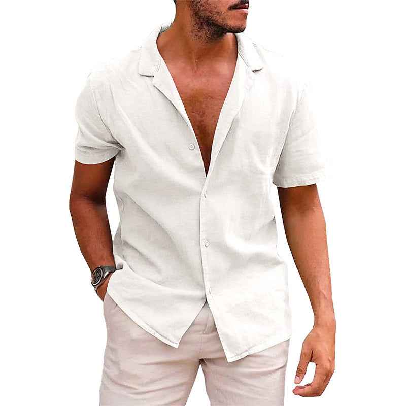 Men's Casual Button Down Beach Shirt - Short Sleeve Summer Top