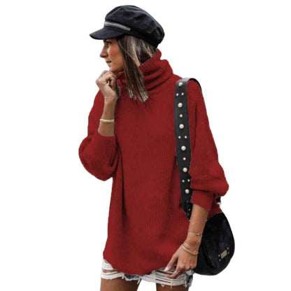 European And American Pullover Mid-length Women's Sweater Dress