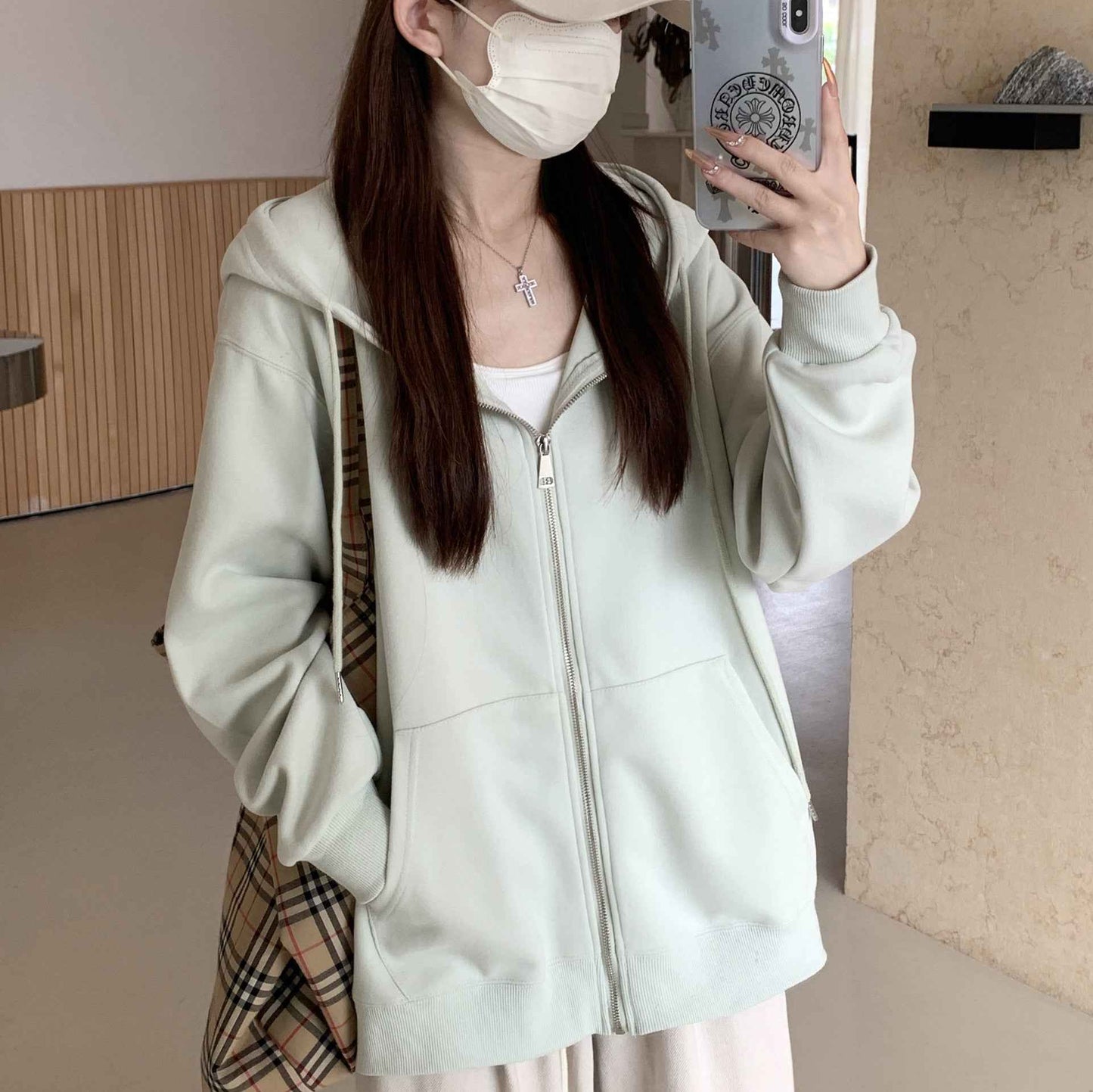 Hooded Loose All-matching Zipper Cardigan Sweater